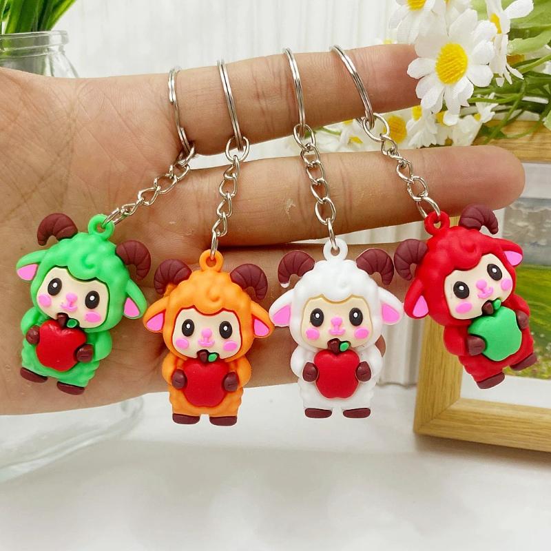 Cute Cartoon Sheep PVC Keychain Smooth Edge Multi Colors Bag Pendant Safe Souvenir Gift for Toddlers Backpack Decor