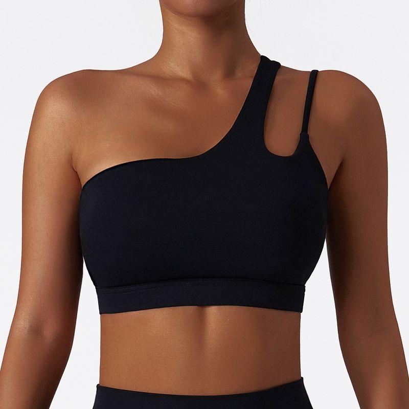 Oblique Shoulder Bubble Wrap Yoga Bra Cloud Sense Beauty Back Exercise Underwear Asymmetrical Shoulder Strap Running Workout Vest Tops