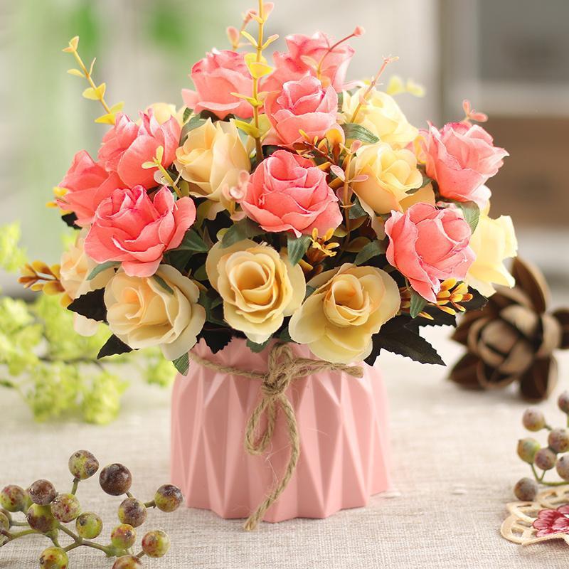 Artificial Flowers Desktop Ornament for Living Room and Dining Table Decoration