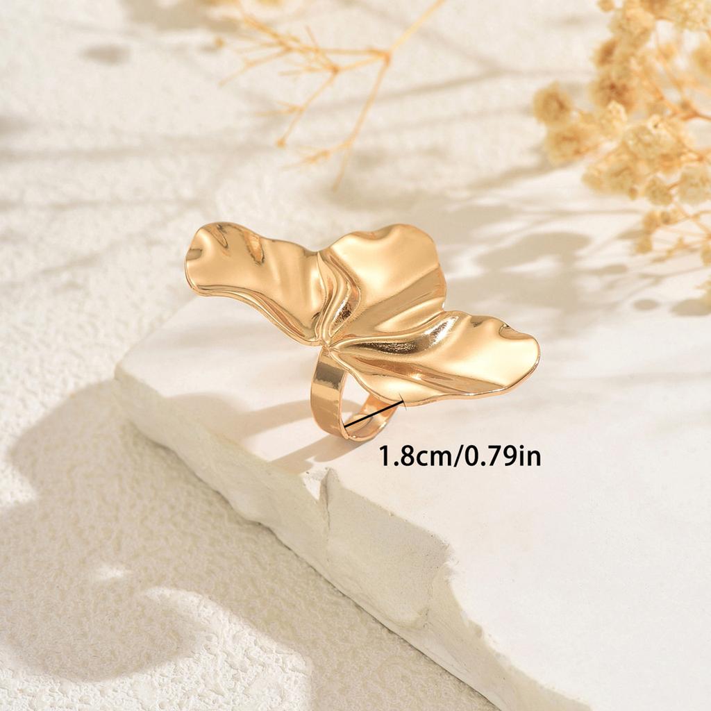 Gold Color Exaggerated Metal Flower Rings for Women Men Hiphop Cool Geometric Opening Rings All Saints' Day  Accessories