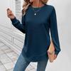 2025 Trendy Loose-Fit Women's Solid Color Round Neck Long Sleeve Hoodie for Autumn and Winter