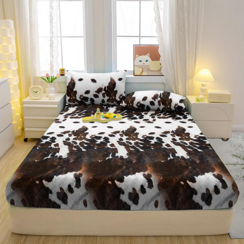 1 Simple Modern Leopard Print Printed Matte Fitted Sheet, Bedroom Printed Bed Cover, Bedding (Excluding Pillowcases)