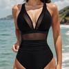 Women's Swimsuit Black Mesh Backless Sexy Bikini One-piece Swimsuit for Women Beachwear Bathing Suits