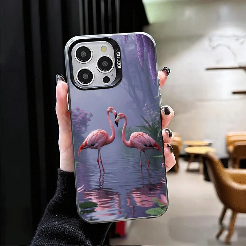 Pink Red Dreamy Flamingo Shockproof Phone Case for iPhone 17 Air 16 16E 15 Pro Max 14 Plus 13 Mini 12 Back Cover Anti Fall Funda