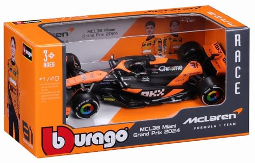 BURAGO 1/43 Scale Model Car: McLaren F1 Team MCL38 (2024) No.81 O. Piastri (Window Box) - Finished Model (BUR38214P)