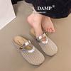 Ultra light French flat bottom mesh breathable bag head half slippers women's summer wear 2025 new non-slip with skirt sandals