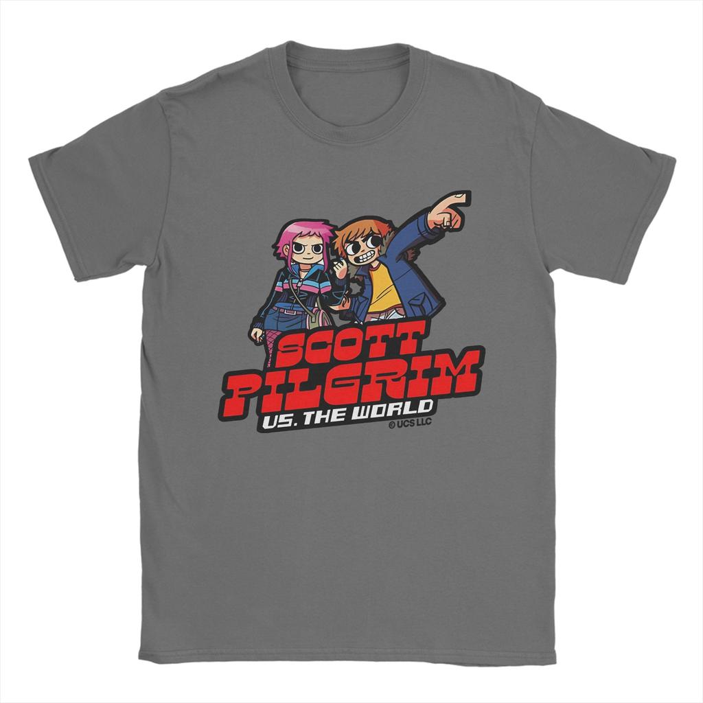 Herren Scott Pilgrim T-Shirt Baumwollkleidung Vintage Kurzarm Rundhals T-Shirt Grafische T-Shirts