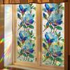 Laser-cut Dreamy Blue Floral Living Room Window Decorative Static Cling Film