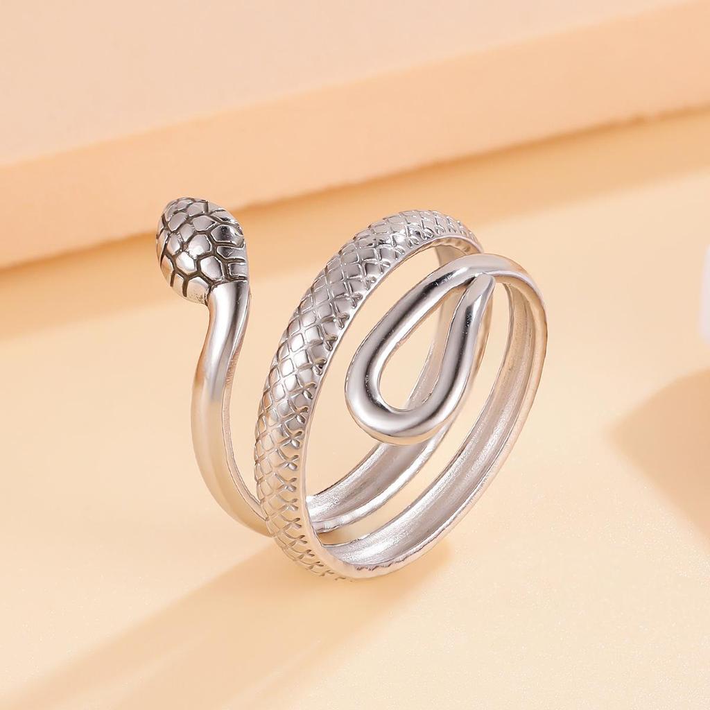 Personalized Stainless Steel Retro Snake Ring - Punk Boyfriend Style