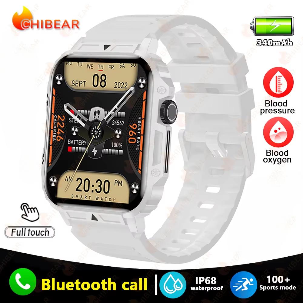 2025 New 1.95 Outdoor Military Man Smart Watch Men Bluetooth Call Smartwatch Men For Android IOS IP68 Waterproof Ftiness Watches