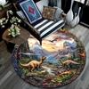 Dinosaur Landscape Round Area Rug,Carpet Rug for Living Room Bedroom Sofa Playroom Decor,Non-slip Floor Mat