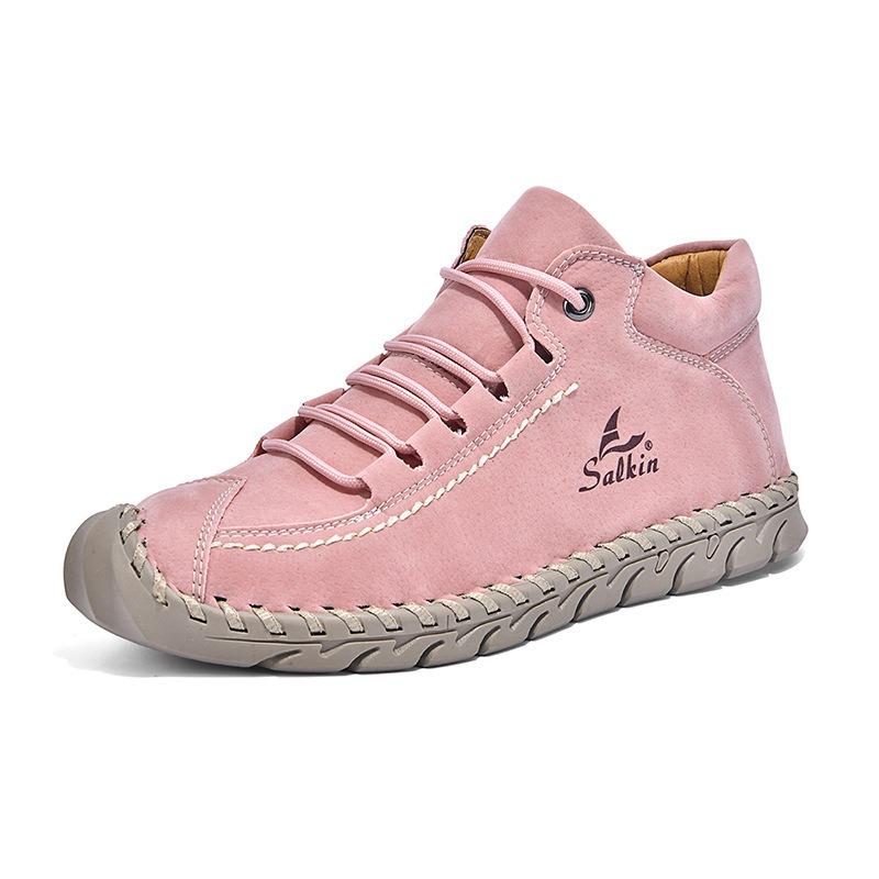 Large Size Hand-stitching Ankle Boots For Women Casual Shoes Split Leather Shoes Women Loafers Moccasins Women Flats Shoes