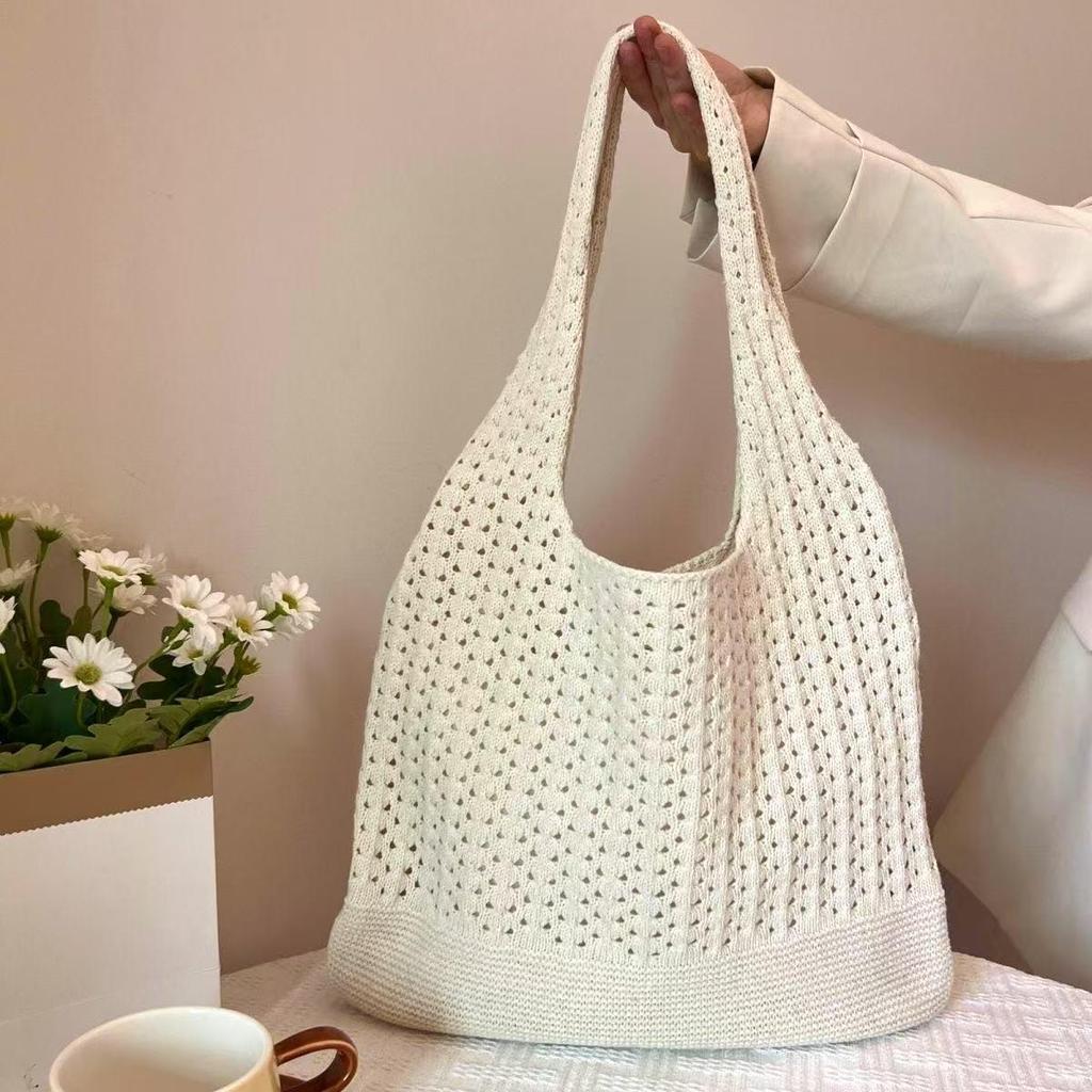 Handmade Knitted Cross-Stitch Tote: Versatile Women's Cross-Body and Shoulder Bag