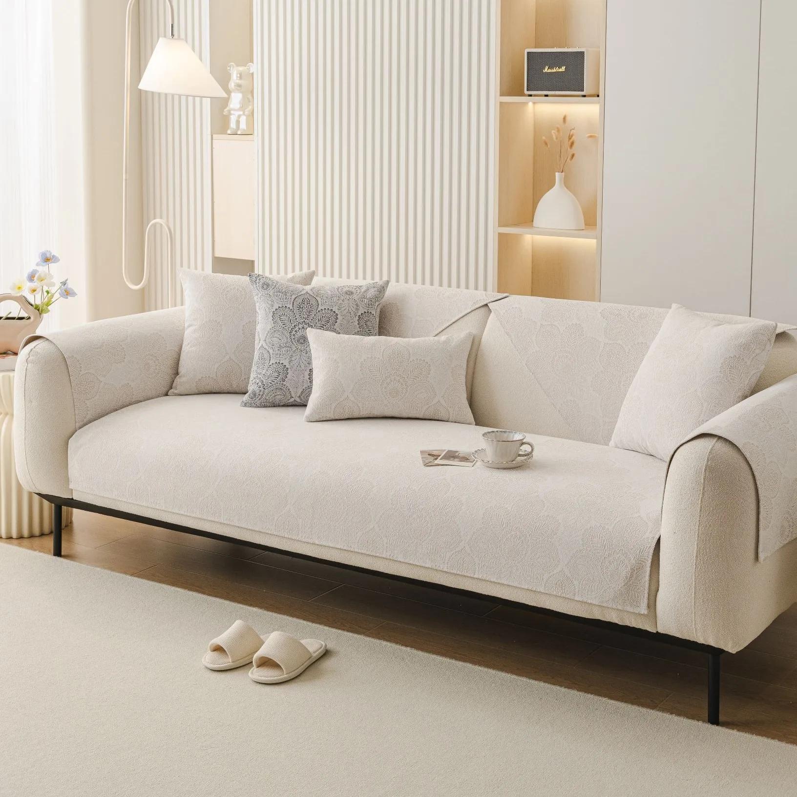 Классический жаккардовый чехол для дивана — фото 8