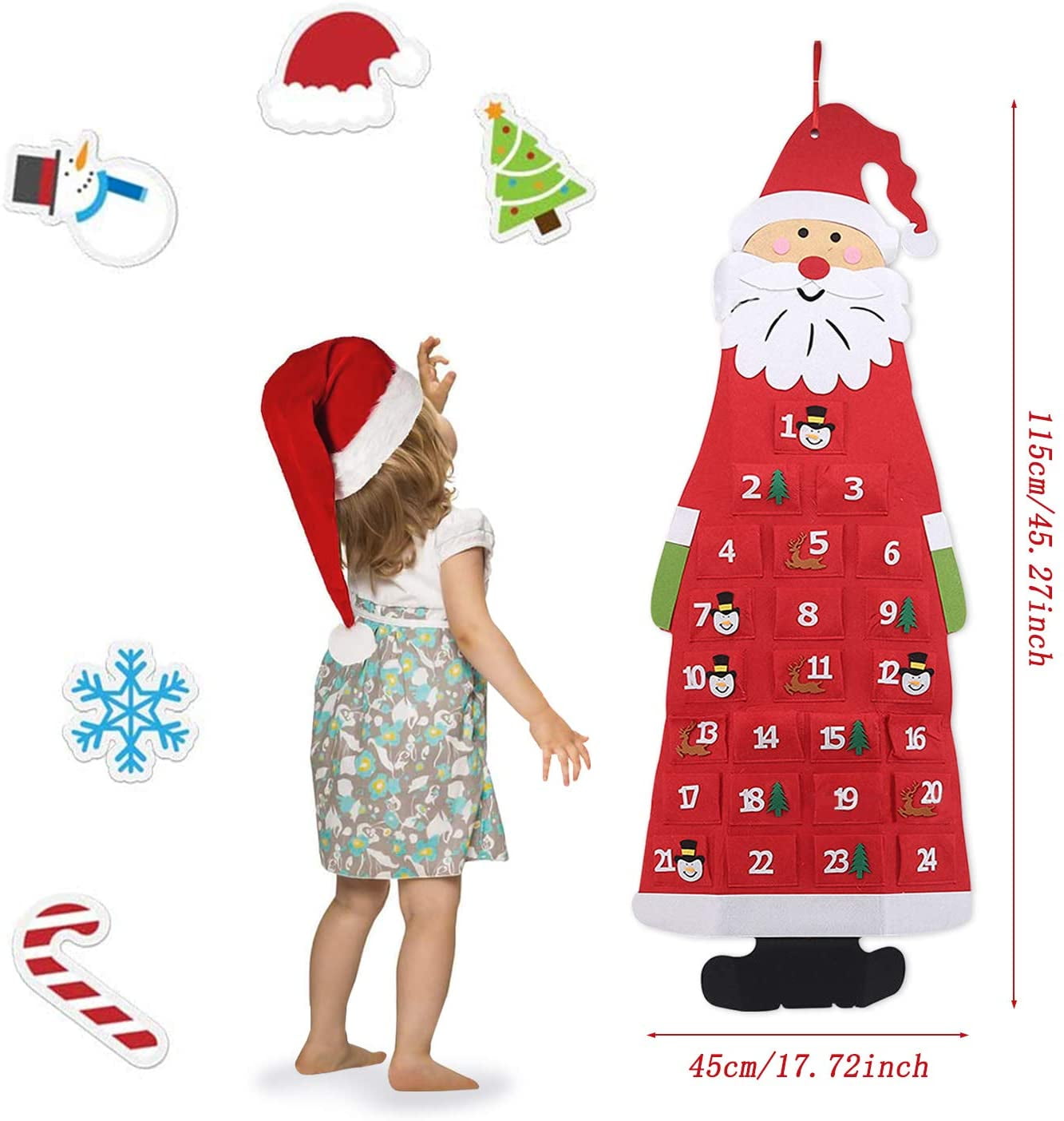 Рождественский адвент-календарь из фетра с 24 карманами — фото 10