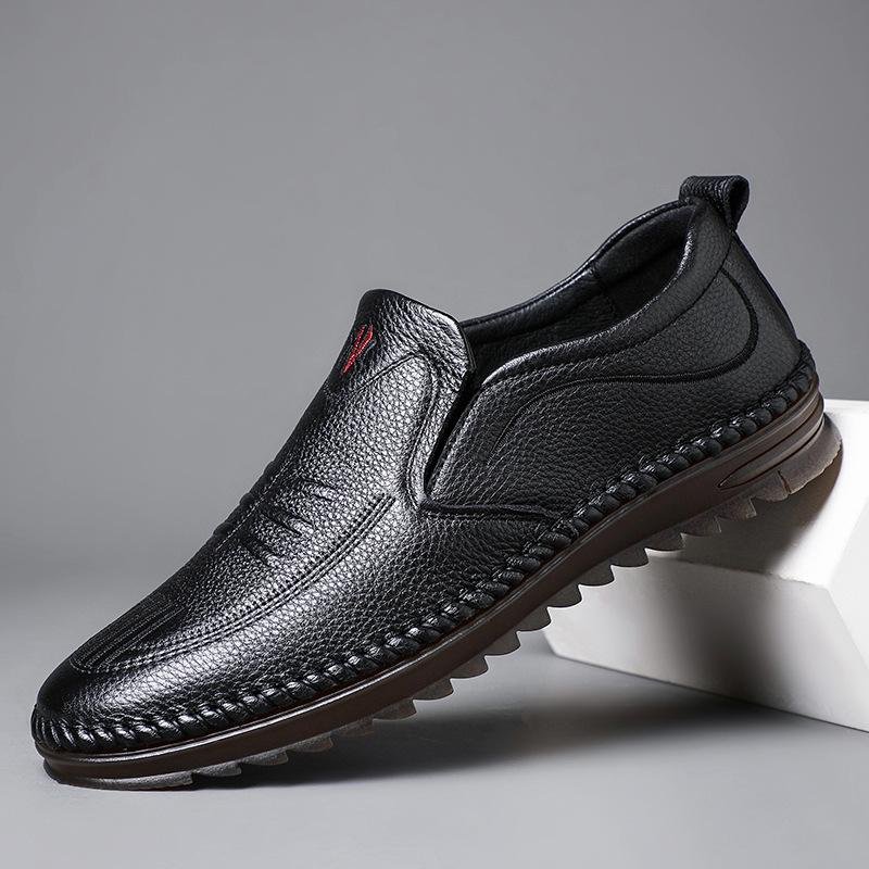 Spring new first-layer cowhide men's casual shoes genuine leather single shoes men's shoes handmade leather shoes men's single shoes