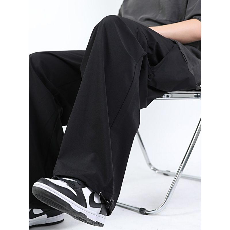 Black Cargo Pants Men Autumn Fashion Brand Wide Leg Casual Trousers Autumn Boys Straight-leg Loose Pants Men