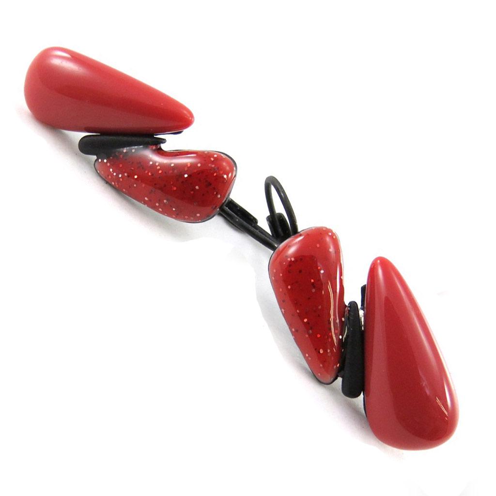 NOA [J1820] - Κρεμαστά Σκουλαρίκια Σχεδιαστή 'Safari' κόκκινα