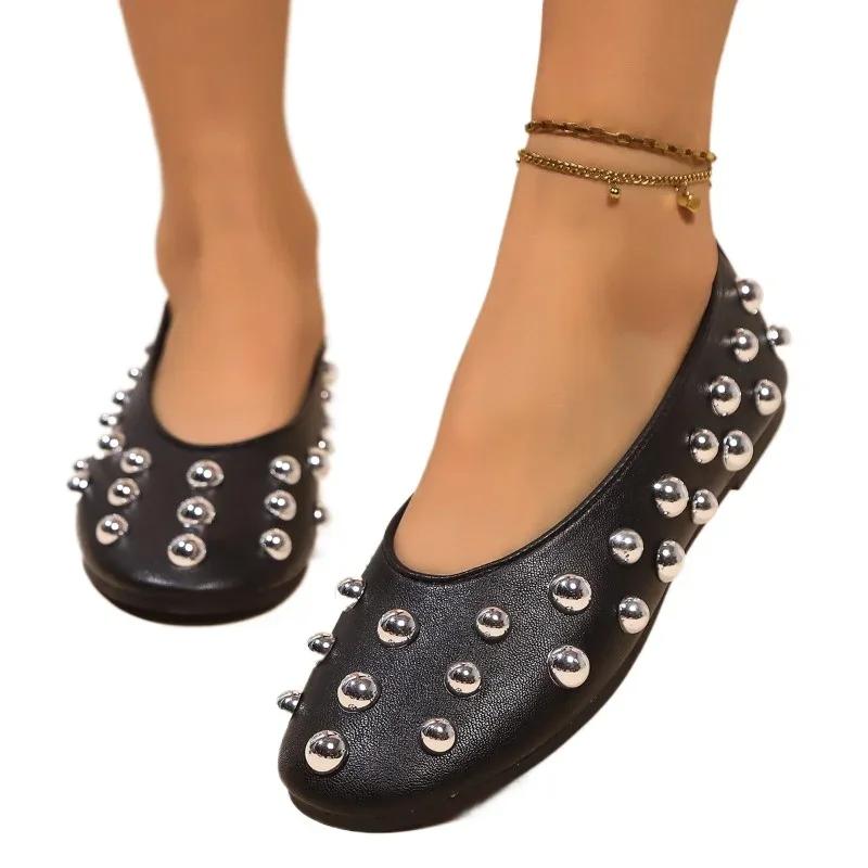 Fashion Ladies Shoes on Sale 2025 High Quality Women's Flats Fashion Rivet Daily Flats  Women New Best Seller Plus Size Flat Low Heels