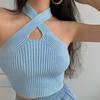 Summer Chic Crisscross Halter Knit Crop Top