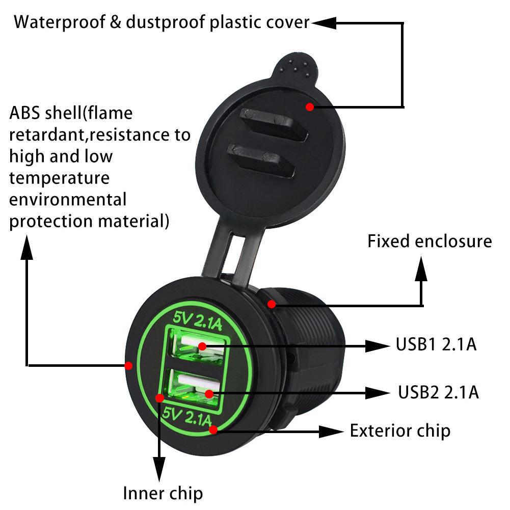 Waterproof Car Motorcycle Boat 4.2A Double Aperture USB Mobile Phone  