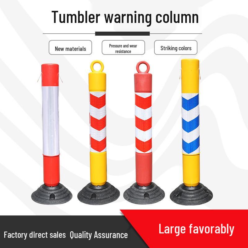 80cm Reflective Tumbler Warning Post - Removable Road Barrier Guardrail & Anti-collision Post