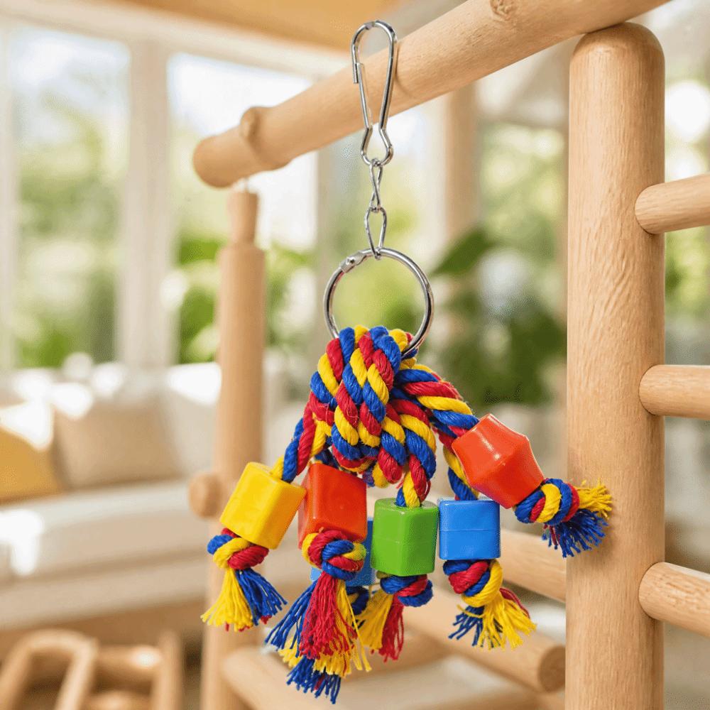 3pcs Colorful Bird Chewing Toy Plastic Beads Bite String Toy For Medium Parrots