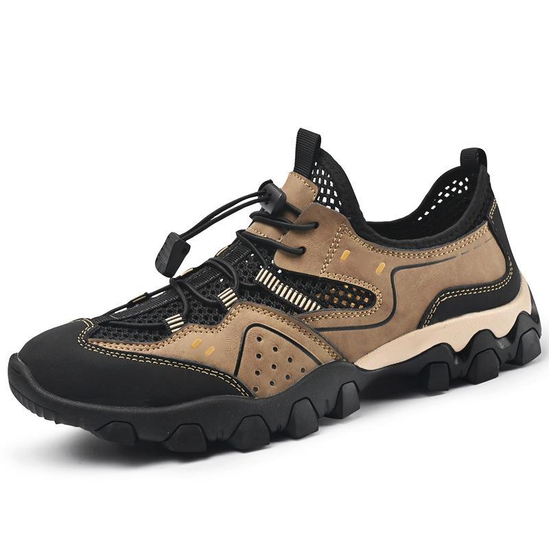 Men's Mesh Shoes Hollow Breathable Mesh Cloth Men's Sandals Non-slip Casual Shoes Fashionable Summer High-quality Outdoor Hiking Shoes