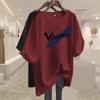 Women's Clothing Chic Hand-Painted Letter Print T-shirt Summer New Casual Loose 100 Cotton Short Sleeve T-shirt Lady Y2k Pullove
