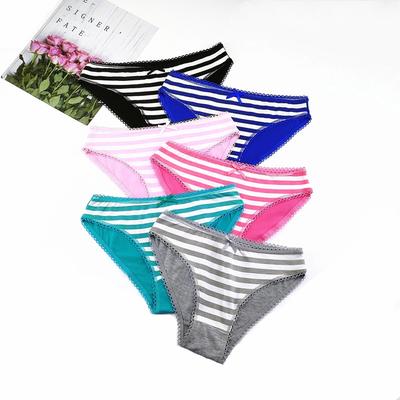 6 Stück Damen-Unterhosen aus Baumwolle mit süßen Streifen, bequem, sexy Unterwäsche, schöne Schleife, weibliche Unterhosen