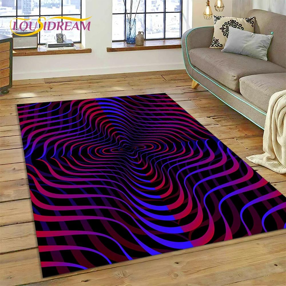 3D-Vortex-Teppich mit visuellen Illusionen für Wohnzimmer, Schlafzimmer, Heimdekoration, Bodenmatte, rutschfeste Dekoration für Sofa, Küche, Fußmatte