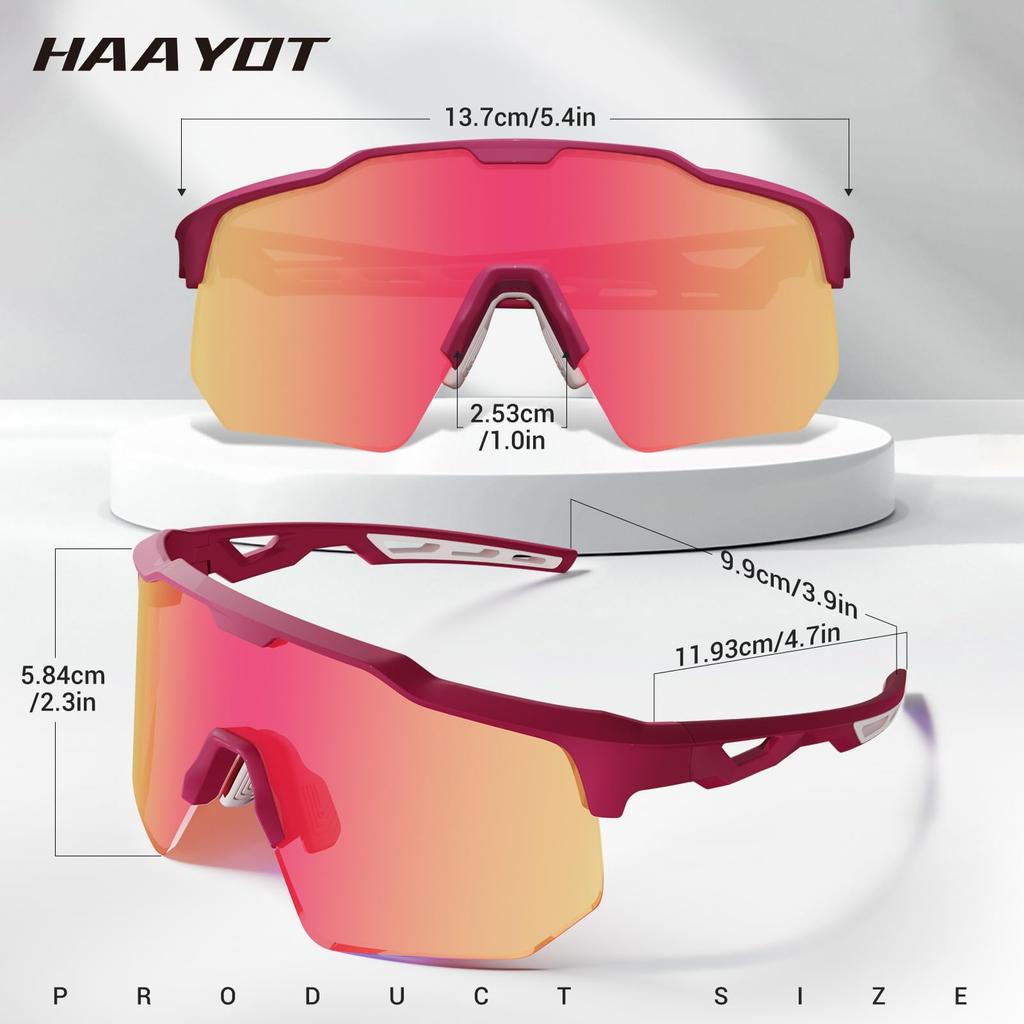 HAAYOT Polarized Cycling Glasses for Men and Road Bike and Sports TR90 Mountain Bike MTB White Ice Blue Women, Sunglasses, 5-Lens Frame, Glasses,