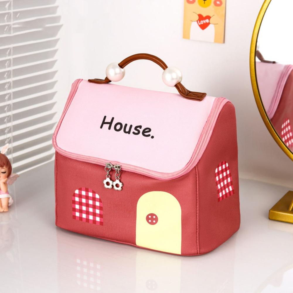 Large Capacity Cute Cabin Makeup Bag House-shaped Toiletry Storage Bag  Outdoor