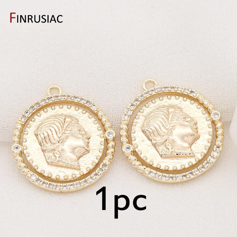 DIY Necklace Pendants Earrings Charms Jewelry Making Accessories Gold Plated Commemorative Coin Pendant Wholesale