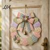 Fabric Scrap Garland Project DIY Patchwork Crafting Kit, Retro Floral Set with Bells Supplies And Simulated Flowers, Pastoral Style Wall Hanging