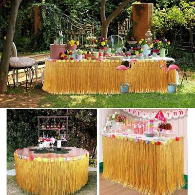 Falda de mesa de hierba para fiesta hawaiana, decoración para fiesta de cumpleaños con temática de luau tropical, decoraciones para bodas en la playa de verano de Hawái