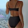 Women's High Waist Drawstring Split Bikini With Chest Pads Without Steel Bra Swimsuit