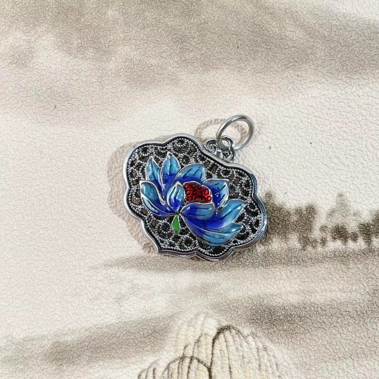 

JMXD-антикварное сердце лотос стерлингового серебра ювелирные изделия женские этнический стиль элегантный легкий роскошный перегородчатый эмаль ожерелье кулон