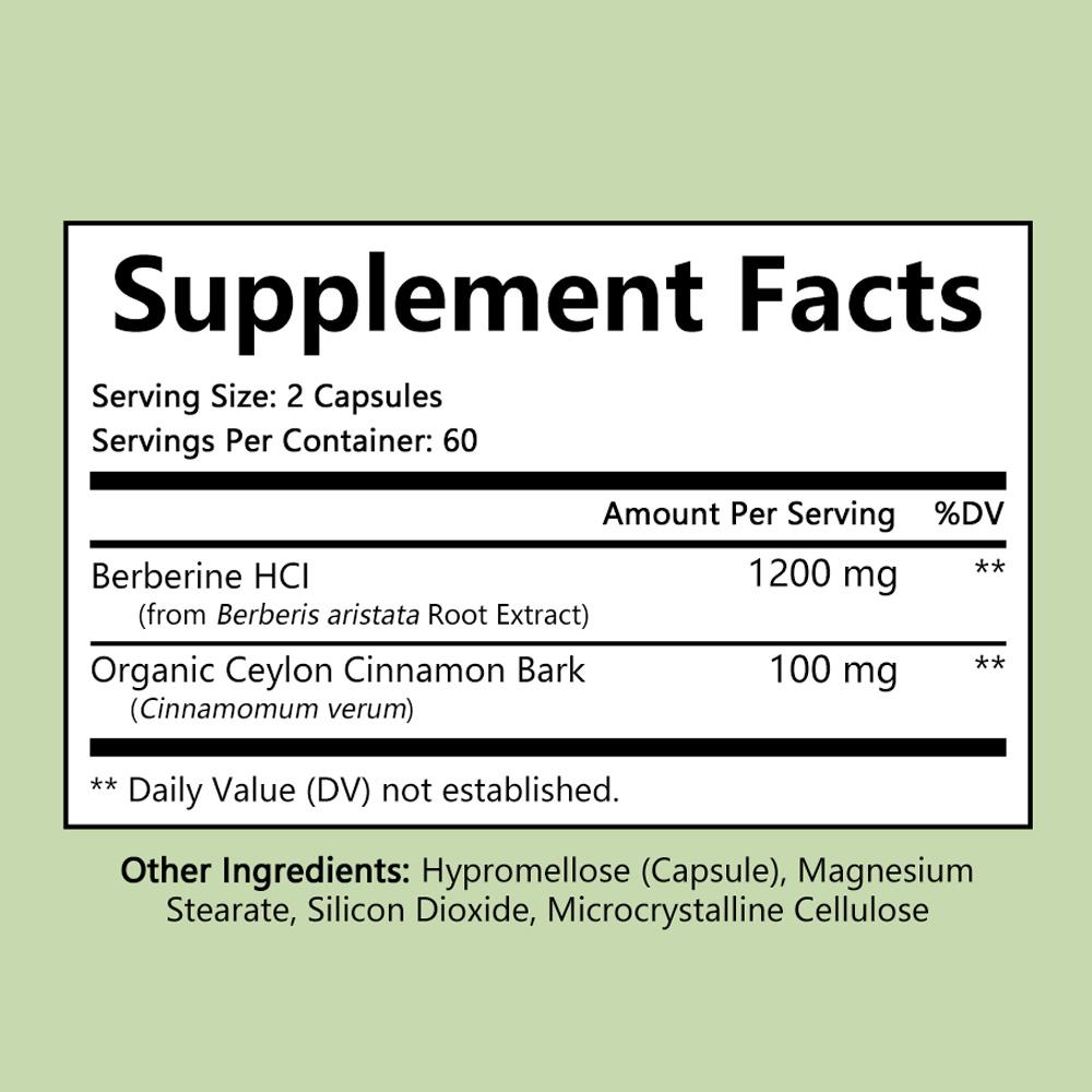 Berberinhydrochlorid 1200 mg, enthaltend Bio Ceylon-Zimt - 120 Kapseln