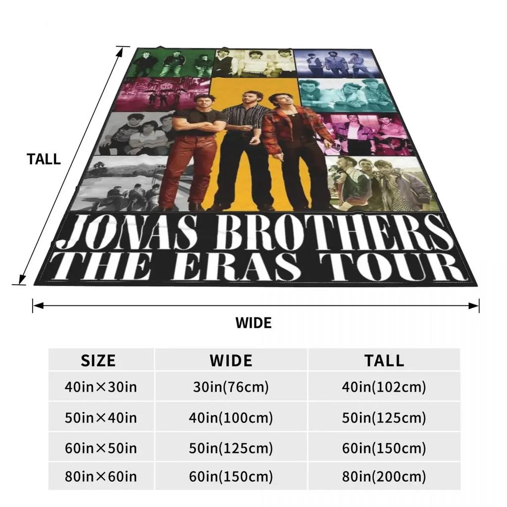 Vintage Kocy The Eras Tour Polarowe Drukowane Jonas Brothers JB The Album Relaksujący Ciepły Koc na Łóżko Kanapę Pikowana Kołdra