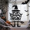 Halloween Witch Door Sign Spooky Witch Leg Hat Broomstick Front Door Hanging Decor Farmhouse Witch Welcome Sign for Home Wall Indoor Outdoor Decor