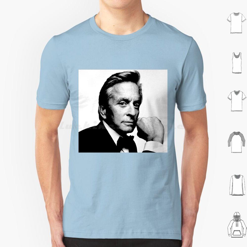Michael Douglas Black White Portrait Linocut T Shirt Cotton Men Women DIY Print Michael Douglas Black And White White S