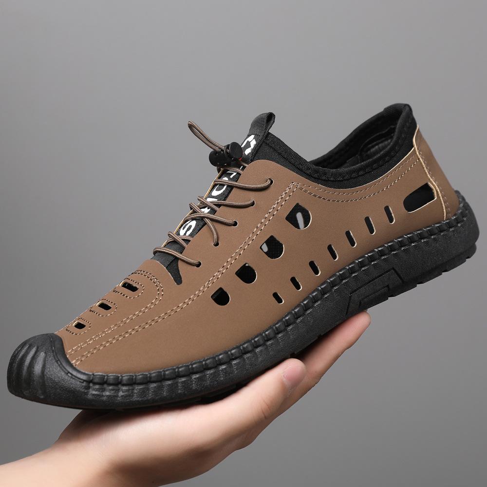 Cave shoes men's shoes summer new soft leather soft sole breathable Korean fashion handmade driving casual men's shoes
