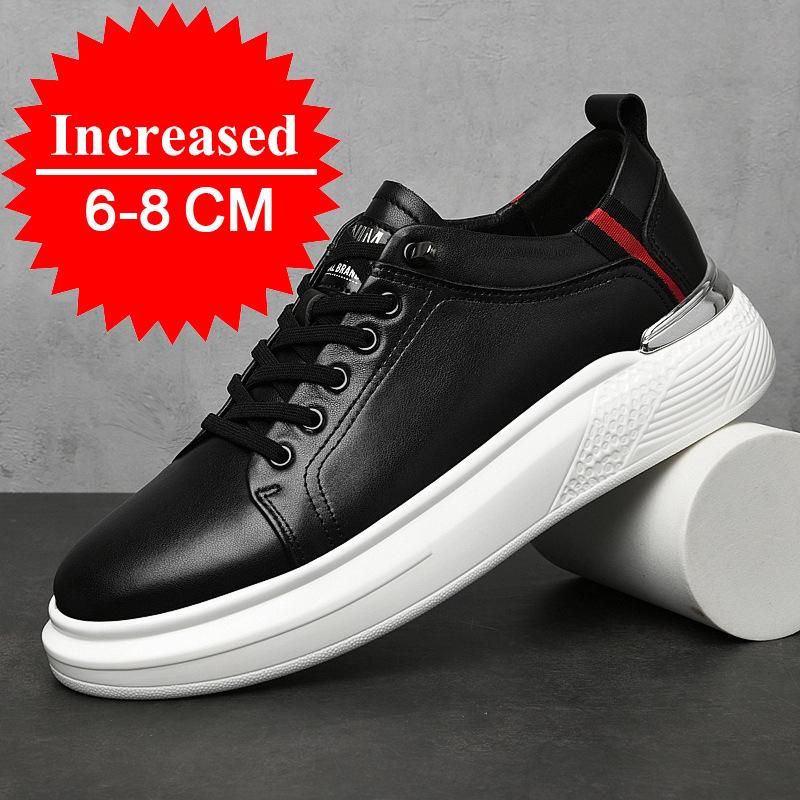 Scarpe da Ginnastica in Pelle da Uomo alla Moda Scarpe con Zeppa Scarpe Rialzanti Traspiranti Scarpe più Alte di 8 cm Scarpe da Uomo per il Tempo Libero Moda Scarpe Sportive