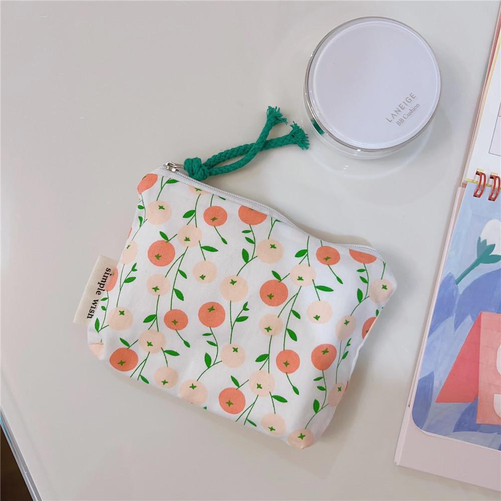 Mini-Baumwoll-Blumen-Organizer-Taschen für Damen, kleine Stoff-Kosmetik-Make-up-Tasche, kleine Geldbörse, Münzfach, Kinder-Kosmetiketui