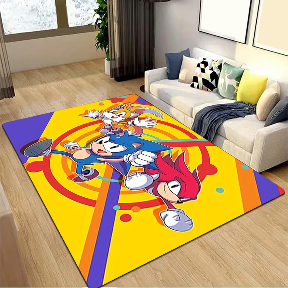 Sonic The Hedgehog Art Print Decoration,Carpet,Living Room,Bedroom, Non-slip,Square rug