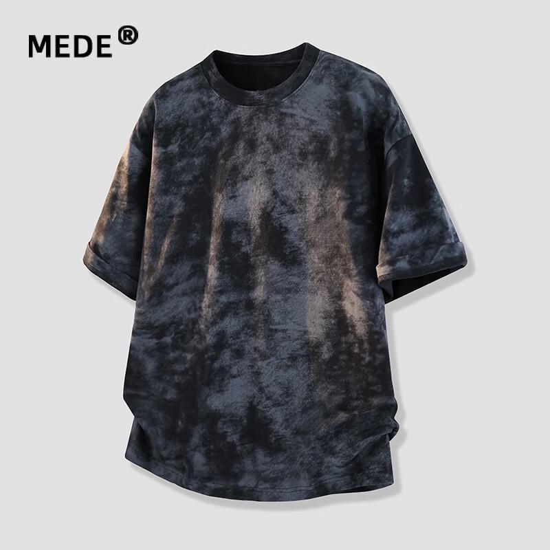 MEDE Men s Tie-Dye Loose Fit Half-Sleeve Cotton T-Shirt M