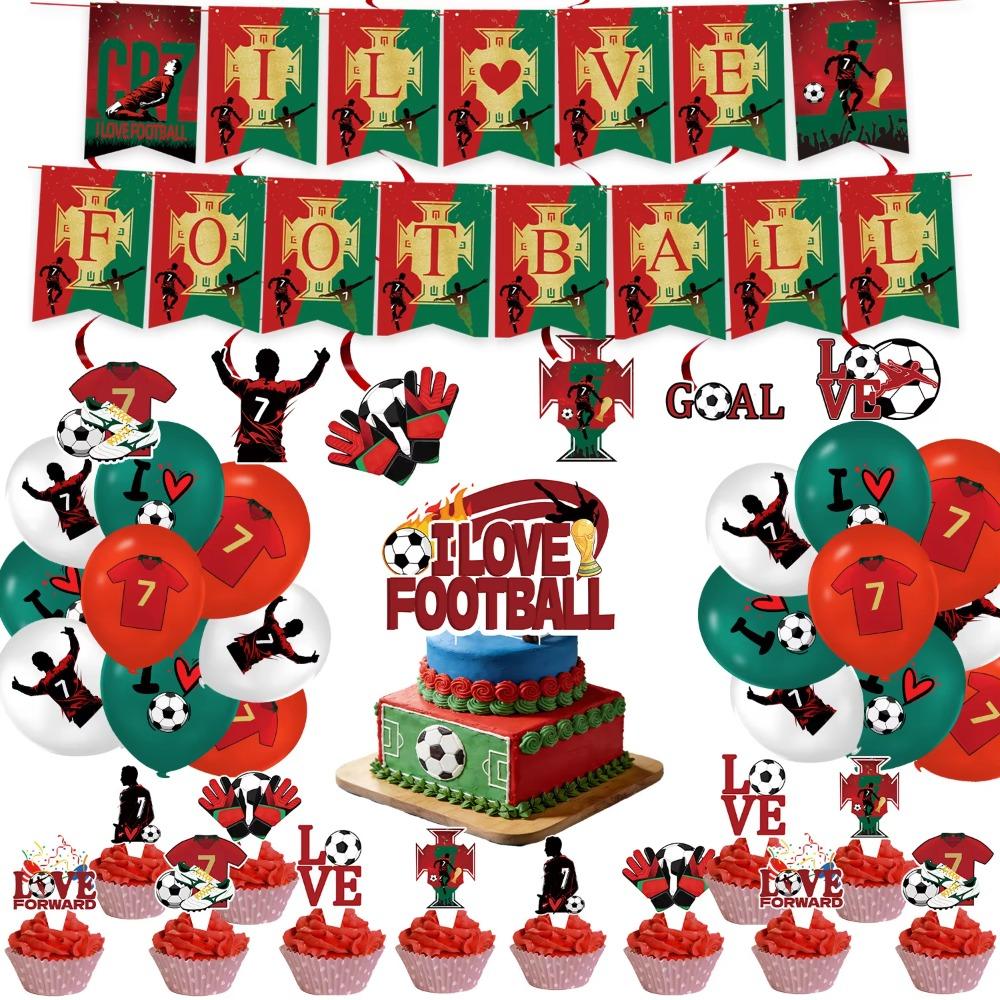 New CR7 Birthday Decoration Soccer Superstar Party Supplies Football Party Favors Tablecloth Plate Paper Cup Backdrop