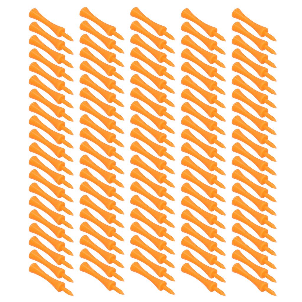 100Pcs 70mm Orange Plastic Golf Tees Set Lightweight Small Portable Trapezoidal Tees for Outdoor