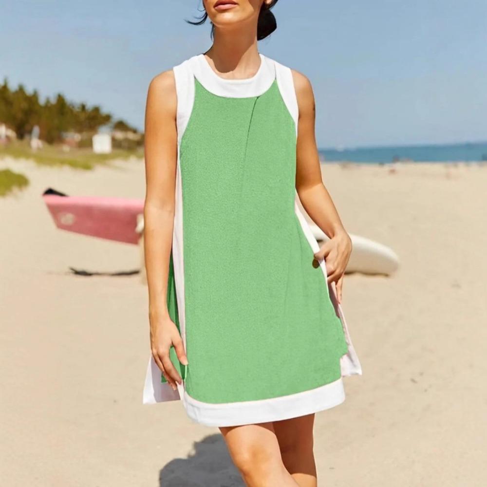 

Summer New Women s Casual Two-color Round-neck Sleeveless Top and Five-inch Shorts Set 5XL